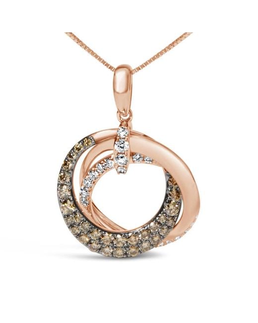 Haus of Brilliance Metallic 14K Rose 3/4 Cttw And Diamond Interlocking Circle Hoop Pendant Necklace