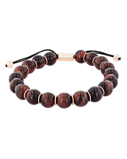 Robert Alton Brown Stainless Steel Tiger Eye Bead Bolo Bracelet for men