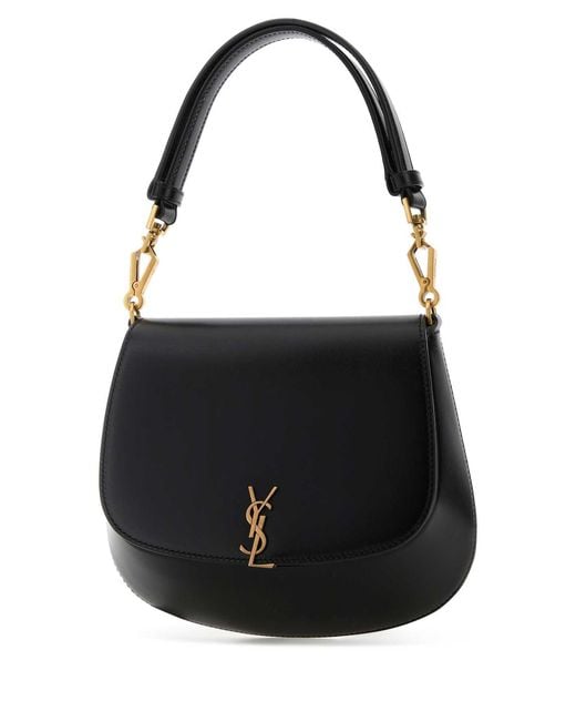 Saint Laurent Black Leather Voltaire Handbag