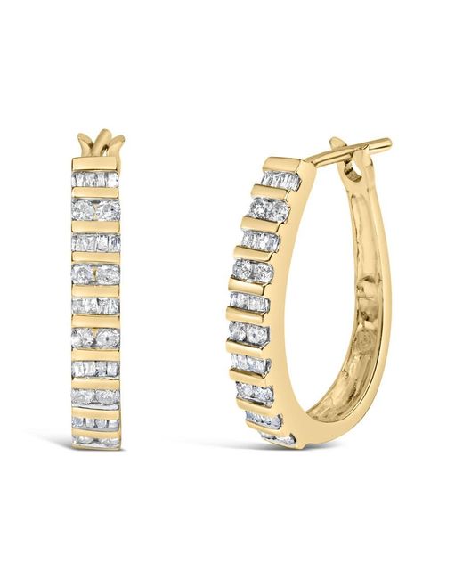 Haus of Brilliance Metallic 10K 1.0 Cttw Alternating Diamond "U" Hoop Earrings (I-J Color, I2-I3 Clarity)