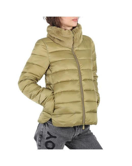 Save The Duck Green Willow Mei Faux Fur Collar Jacket