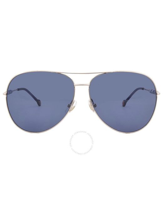 Carolina Herrera Blue Pilot Sunglasses Ch 0034/s 0ddb/ku 64