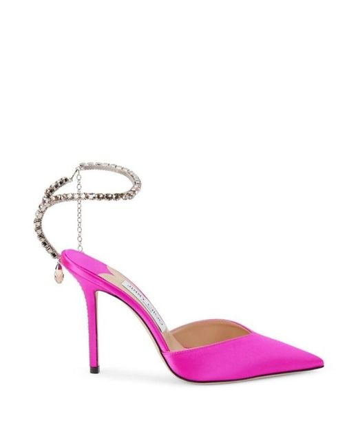 Jimmy Choo Purple Saeda 100 Mm Satin Heel