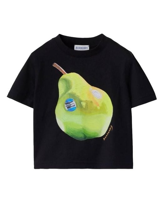 Burberry Black Toddler Cedar Pear Print Cotton T-Shirt for men