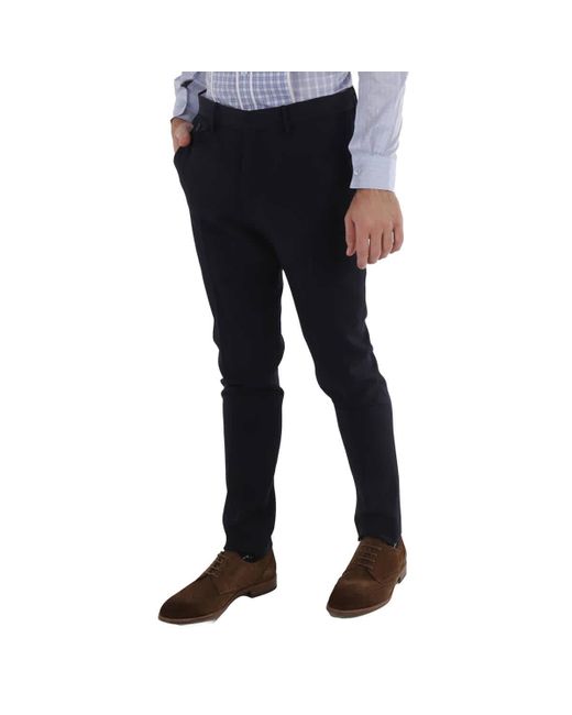 Burberry Blue Wool Twill Tailored Trousers for men