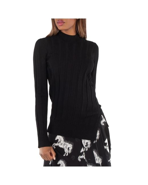 Stella McCartney Black Ladies Asymmetric-Hem Knit Jumper