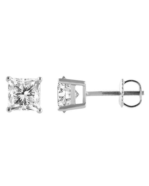 Brilliant Diamond Metallic 1 Carat Princess Lab Grown Diamond Stud Earrings