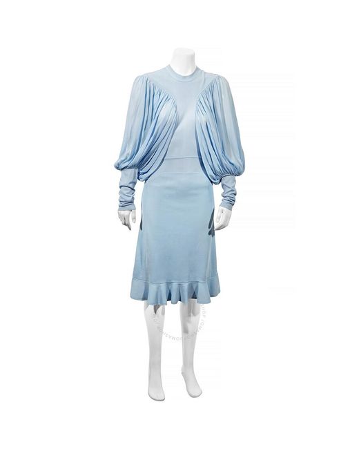 Burberry Blue Puff-sleeve Jersey Dress