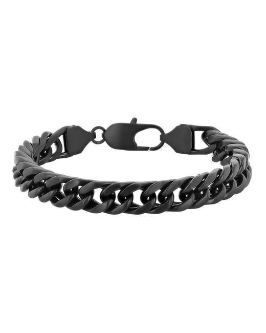 Robert Alton Black Stainless Steel With Matte Finish Curb Link Bracelet for men