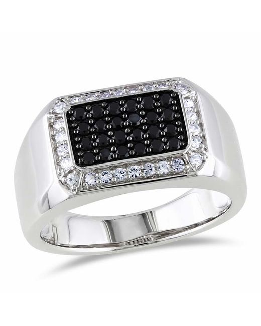Amour White Halo Spinel And Sapphire Square Ring for men
