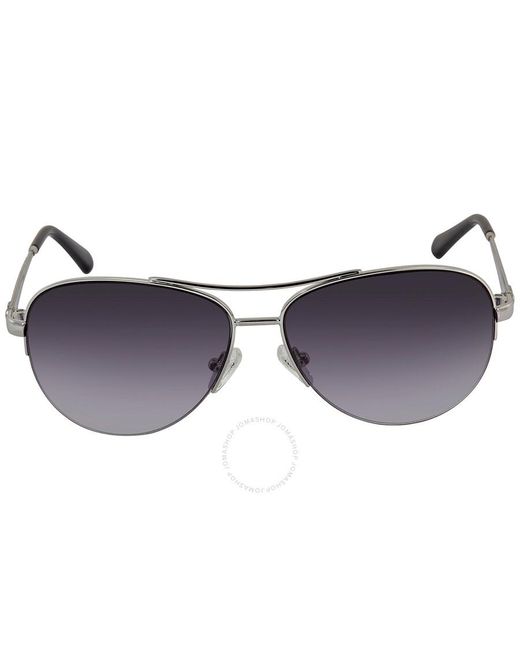 Guess Blue Silver Tone Pilot Sunglasses Gu7468 10b 59