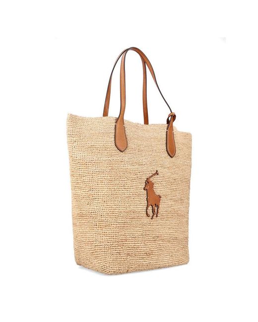 Polo Ralph Lauren Big Pony Large Raffia Tote Natural Trim