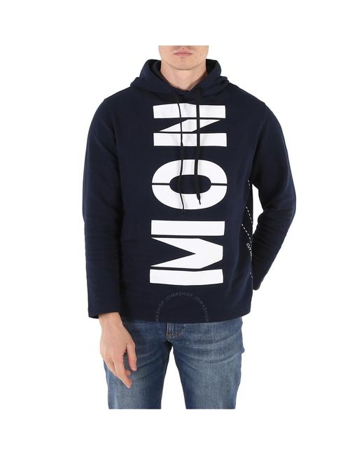 Moncler Blue X Craig Green Navy Logo Print Hooded Sweatshirt for men