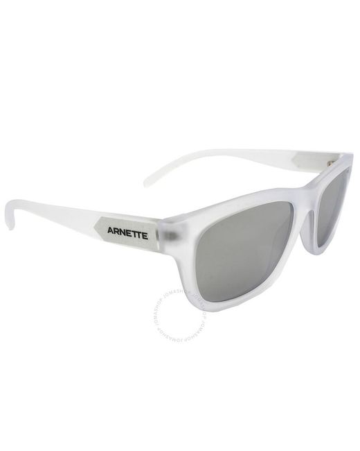 Arnette Gray Light Grey Mirror Silver Rectangular Sunglasses for men