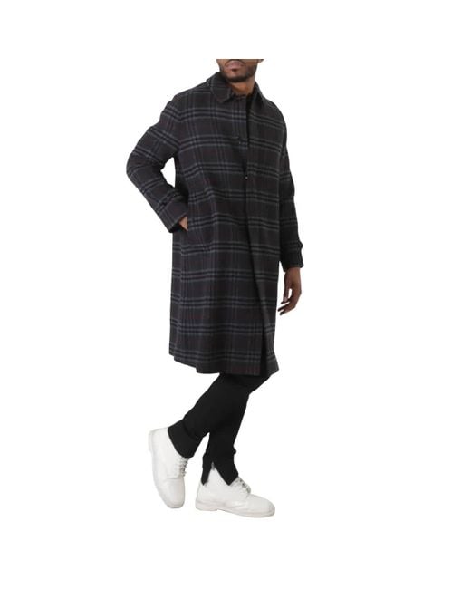 Burberry Black Checked Wool And Cashmere-blend Coat for men