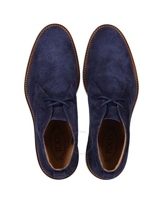 Tod's Blue Galaxy Suede Lace-up Derby Boots for men