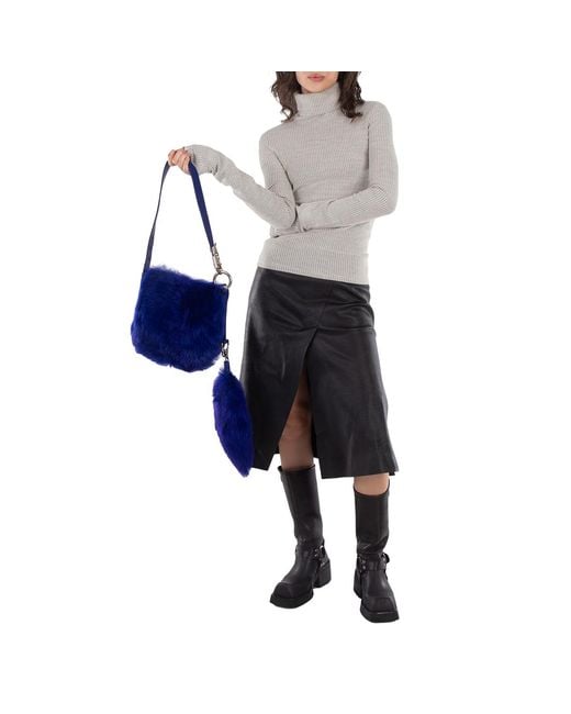 Burberry Blue Small Knight Faux-Fur Shoulder Bag