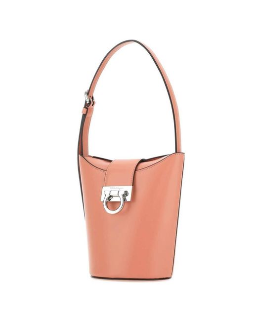 Ferragamo Pink Trifolio Logo Engraved Shoulder Bag