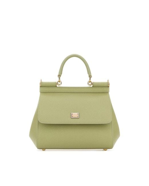 Dolce & Gabbana Green Dolce & Gabbana Pastel Leather Medium Sicily Handbag