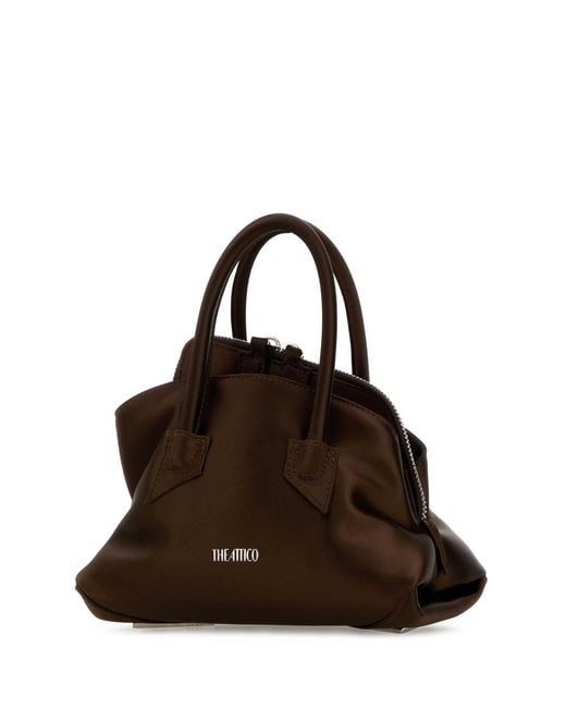 The Attico Brown Chocolate Satin Mini La Passeggiata Handbag