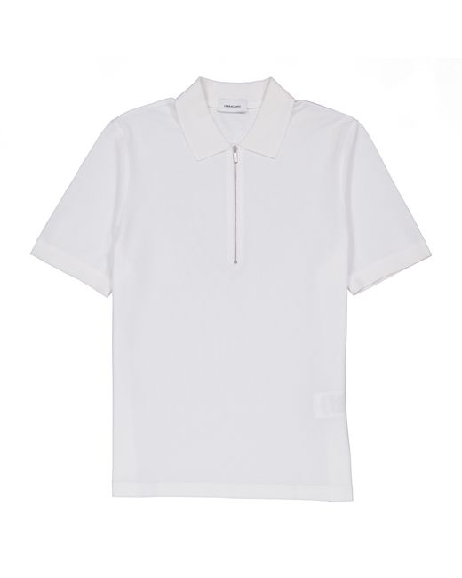 Ferragamo White Ferragamo Logo-Detail Cotton Polo Shirt for men