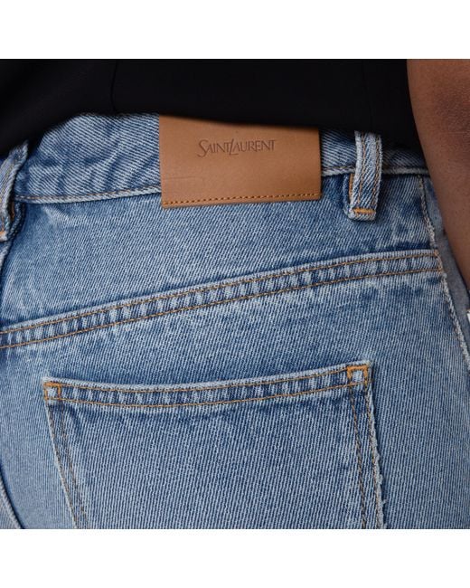 Saint Laurent Blue Sicily Denim Nico Low-Rise Jeans, Waist
