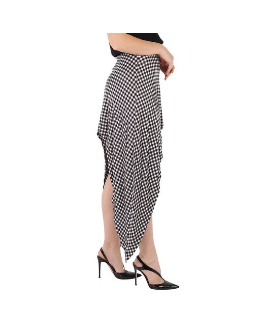 Burberry Black Ladies Gingham Check Back Tie Skirt, Brand Size 8 (Us