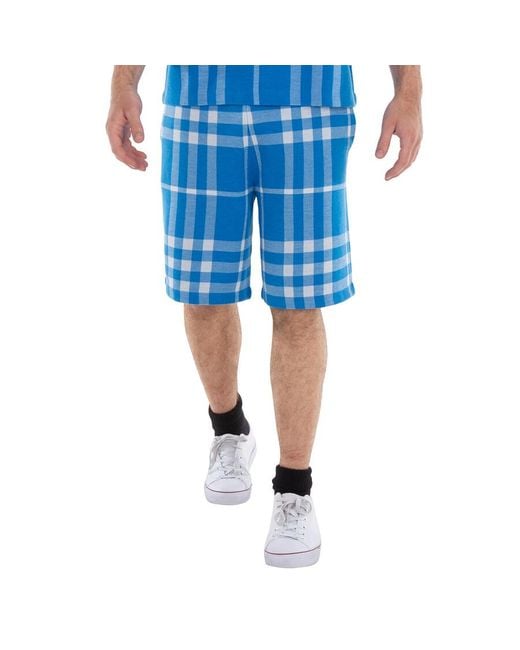 Burberry Blue Weaver Check-Print Bermuda Shorts for men