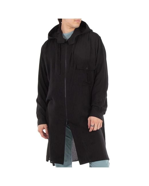 Yohji Yamamoto Black A-Zipper Hood Cellulose Top, Brand Size 2 for men