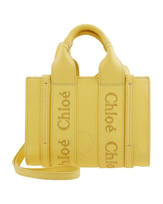 Chloé Woody Mini Tote Bag in Yellow | Lyst