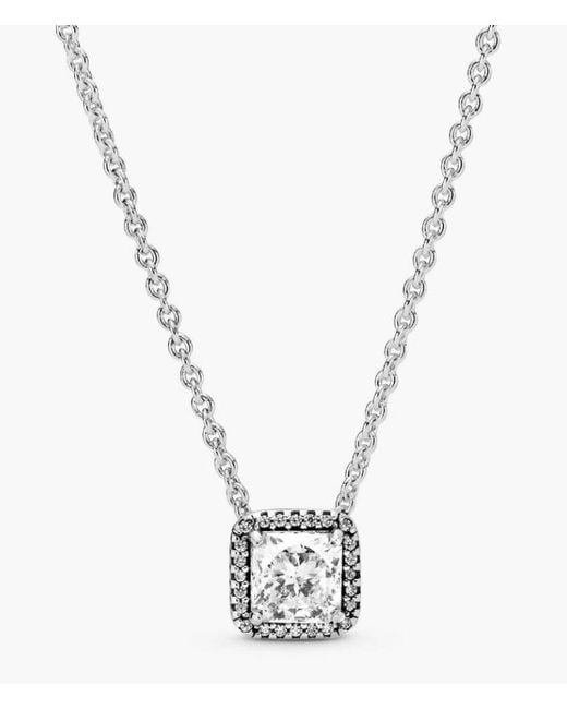 Pandora Metallic Necklace With Clear Cubic Zirconia