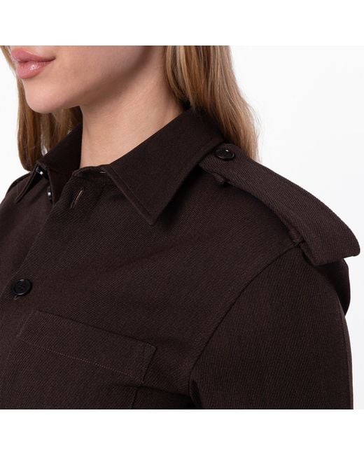 Burberry Black Belted Button-Up Overshirt, Brand Size 2 Us