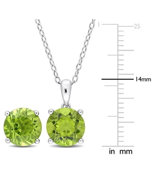 Amour White 5 3/8 Ct Tgw Peridot 2-Piece Set Of Pendant With Chain And Earrings for men