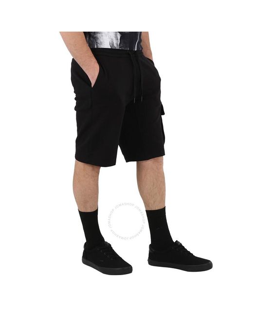 Calvin Klein Black Cotton Terry Monogram Badge Sweat Shorts for men