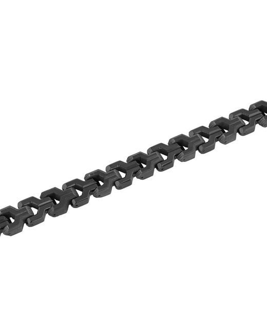 Robert Alton Black Stainless Steel Forged Carbon Fiber Finish Link Bracelet for men