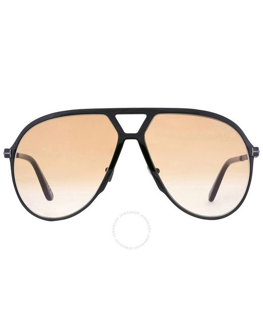 Tom Ford Black Xavier Brown Gradient Pilot Sunglasses Ft1060 01f 64 for men