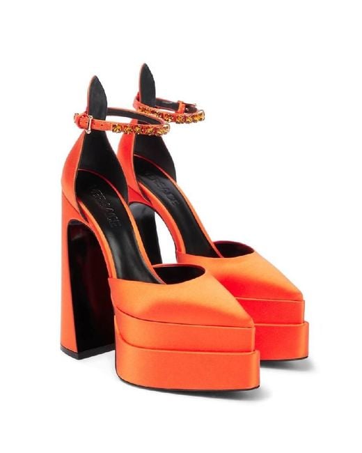 Versace Red Aevitas Pointy Platform Pumps