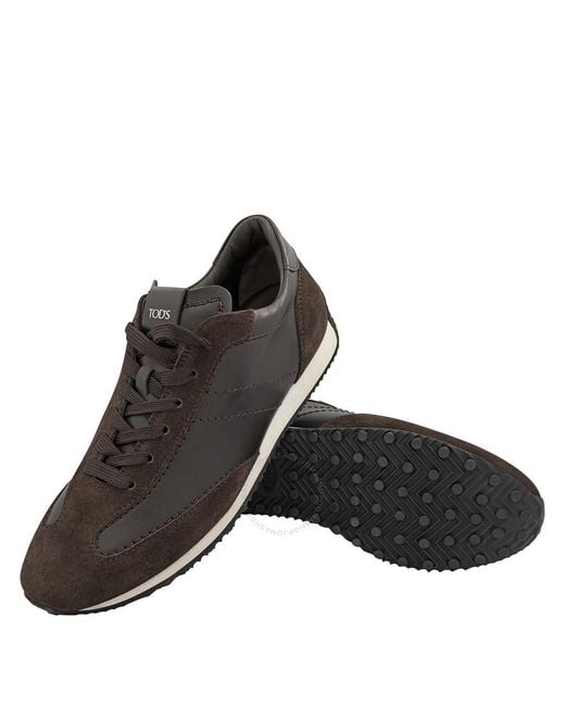 Tod's Brown Dark Suede And Leather Lace-up Sneakers for men