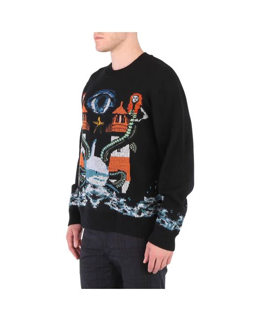 Burberry Black Lighthouse Intarsia Wool Knit Sweater for men