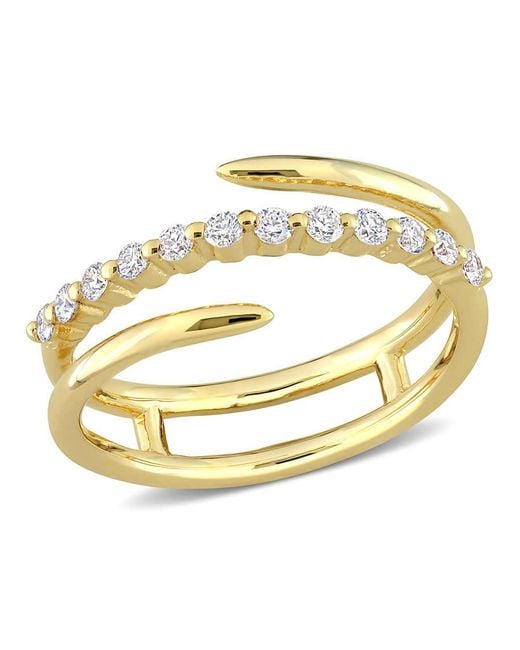 Created Forever Metallic 1/3 Ct Tgw Lab Created Diamond Coil Ring 1In 18K Plated Sterling