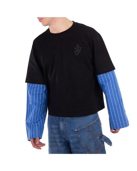 J.W. Anderson Blue Anchor Layered Sleeve T-Shirt for men