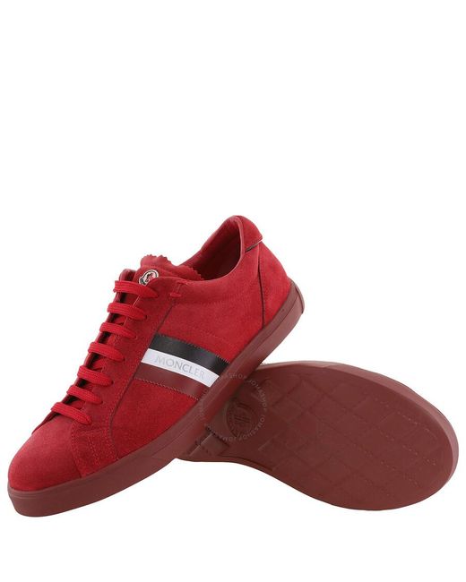 Moncler Red Monaco Suede Low-Top Sneakers, Brand Size 40 Us for men