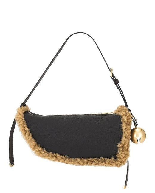 Burberry Black Moss Ladies Small Shield Leather Shoulder Bag