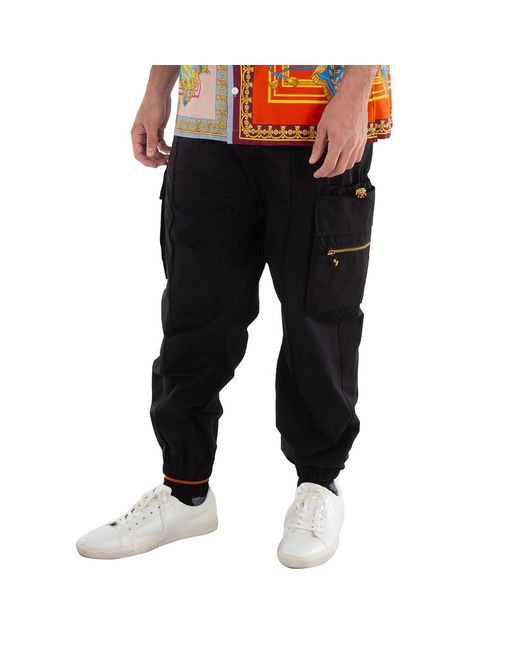 Versace Black Slim-Cut Cargo Trousers for men