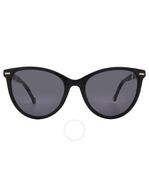 Carolina Herrera Black Grey Cat Eye Sunglasses Her 0107/s 0kdx/ir 57