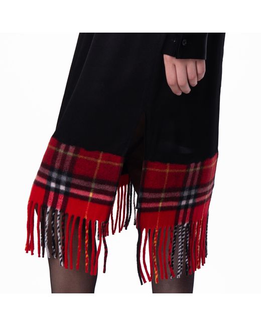 Burberry Black Satin Check Scarf Skirt, Brand Size 10 Us