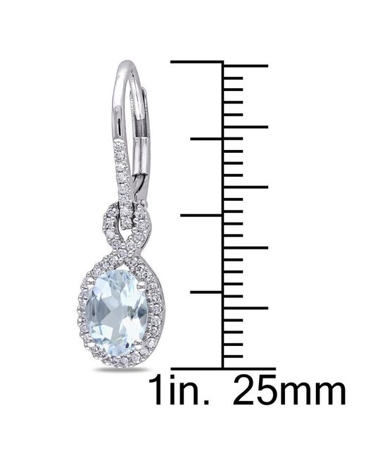 Amour Blue Oval Aquamarine And 1/4 Ct Tw Diamond Leverback Earrings for men