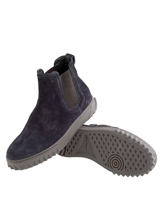 Ferragamo Black Chelsea Suede Boots for men