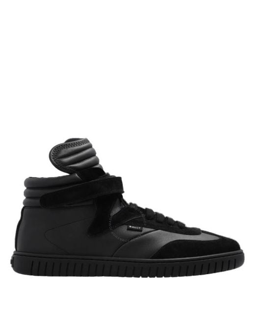 Bally Black Parrel-Mid Leather High-Top Sneakers, Brand Size 39.5 Us for men