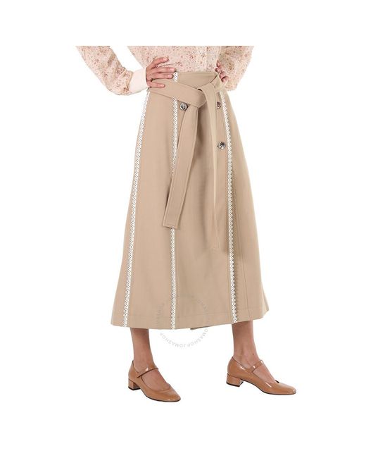 Chloé Natural Scallop-trim Belted Trench Skirt